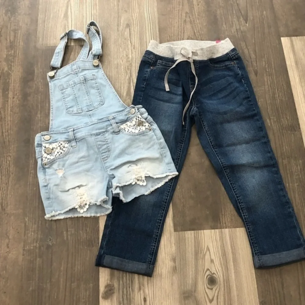 Justice Size 12 Pull On Jeans and Short Overalls